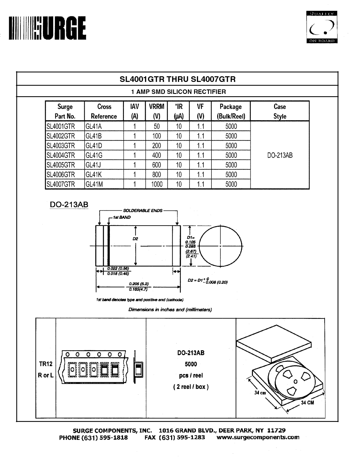 SURGE SL4001GTR, SL4002GTR, SL4003GTR, SL4004GTR, SL4005GTR Datasheet