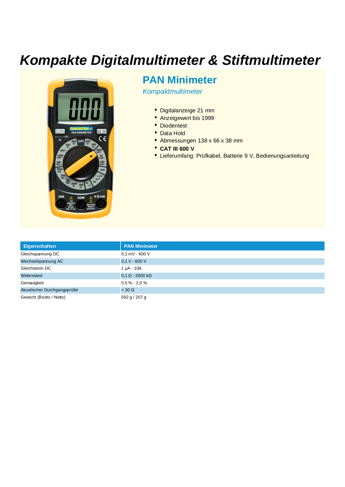 Pancontrol PAN Minimeter User Manual