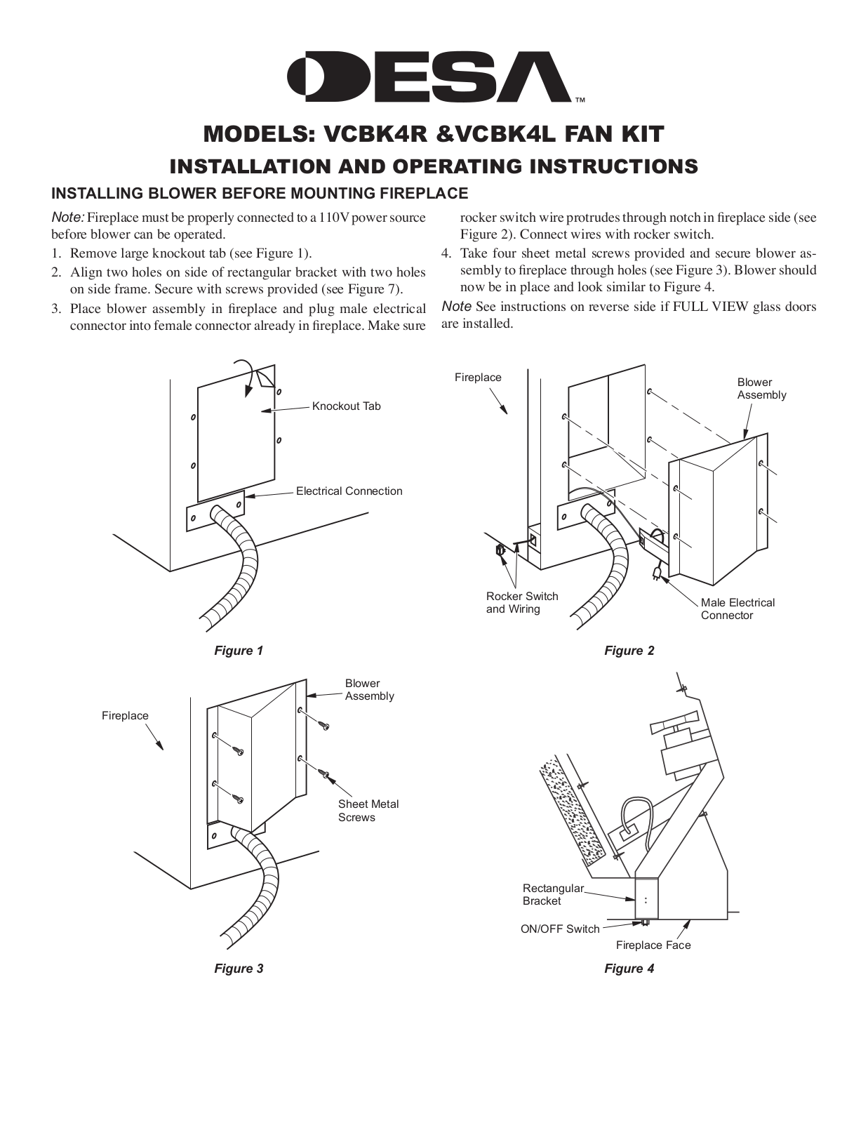 Desa VCBK4L, VCBK4R User Manual