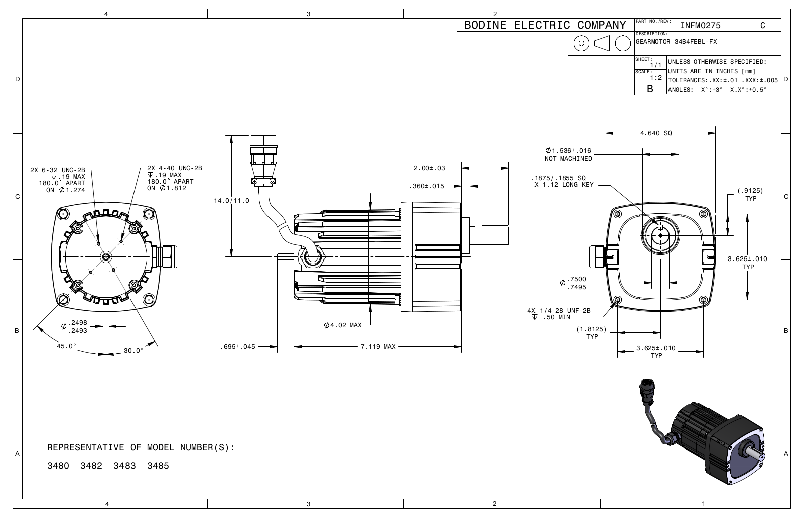 Bodine 3480, 3482, 3483, 3485 Reference Drawing