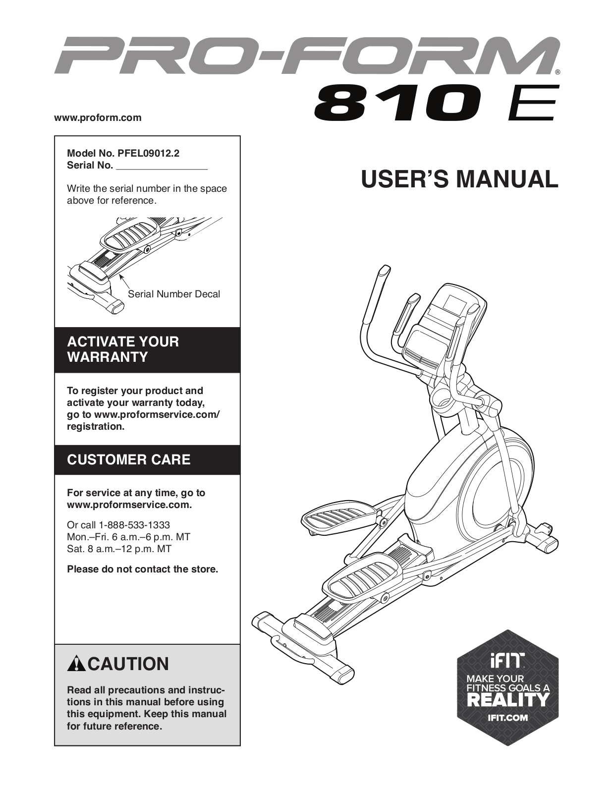 ProForm PFEL090122 User Manual