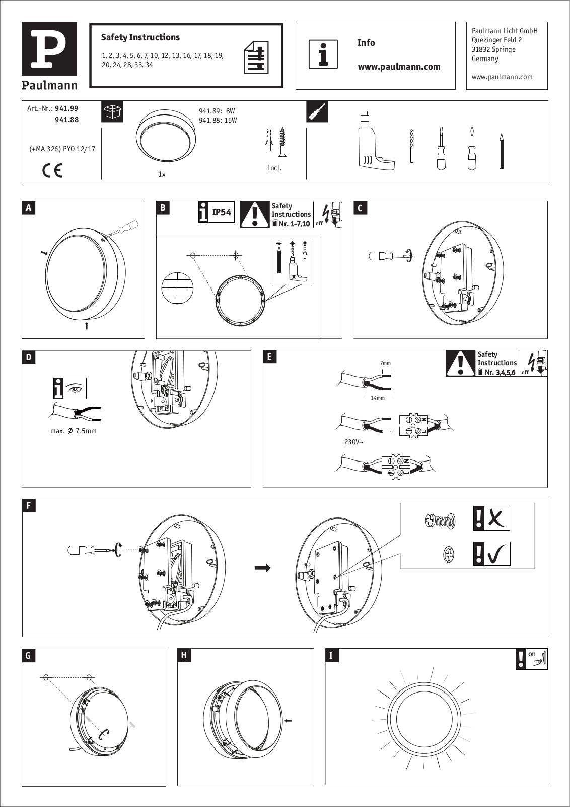 PAULMANN PLM 94188 Instructions