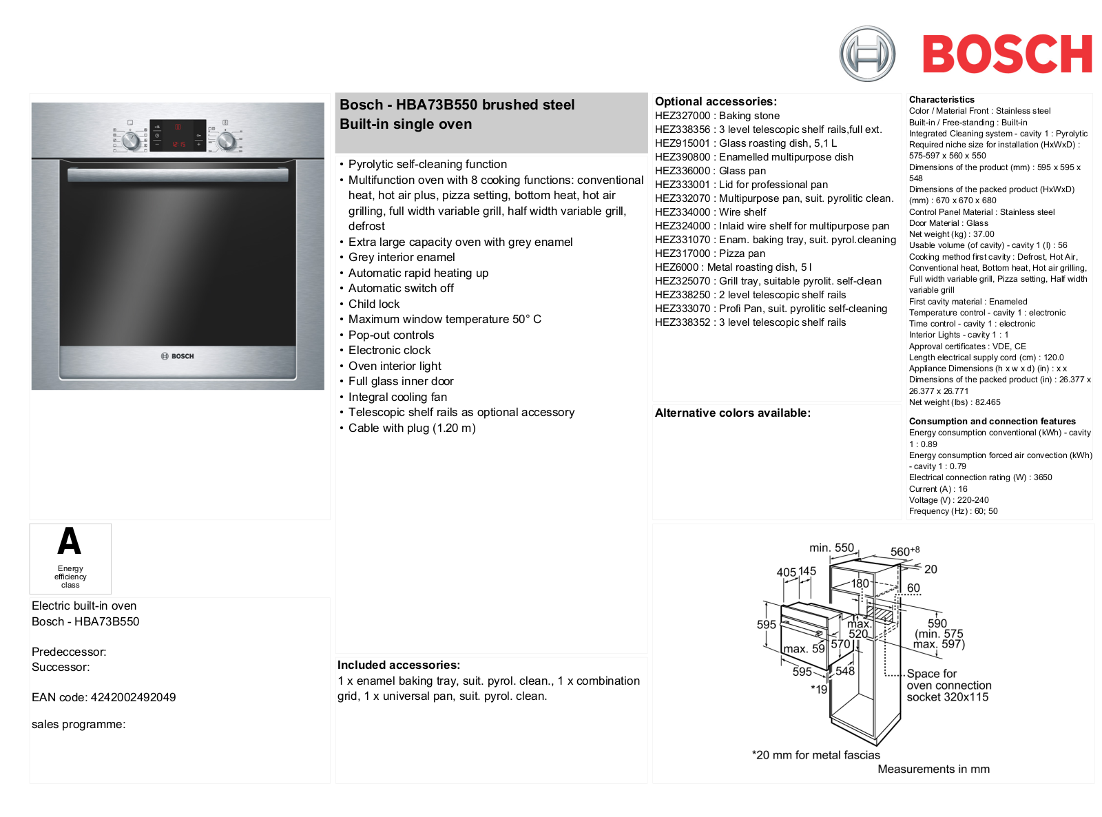 Bosch HBA738550 User Manual