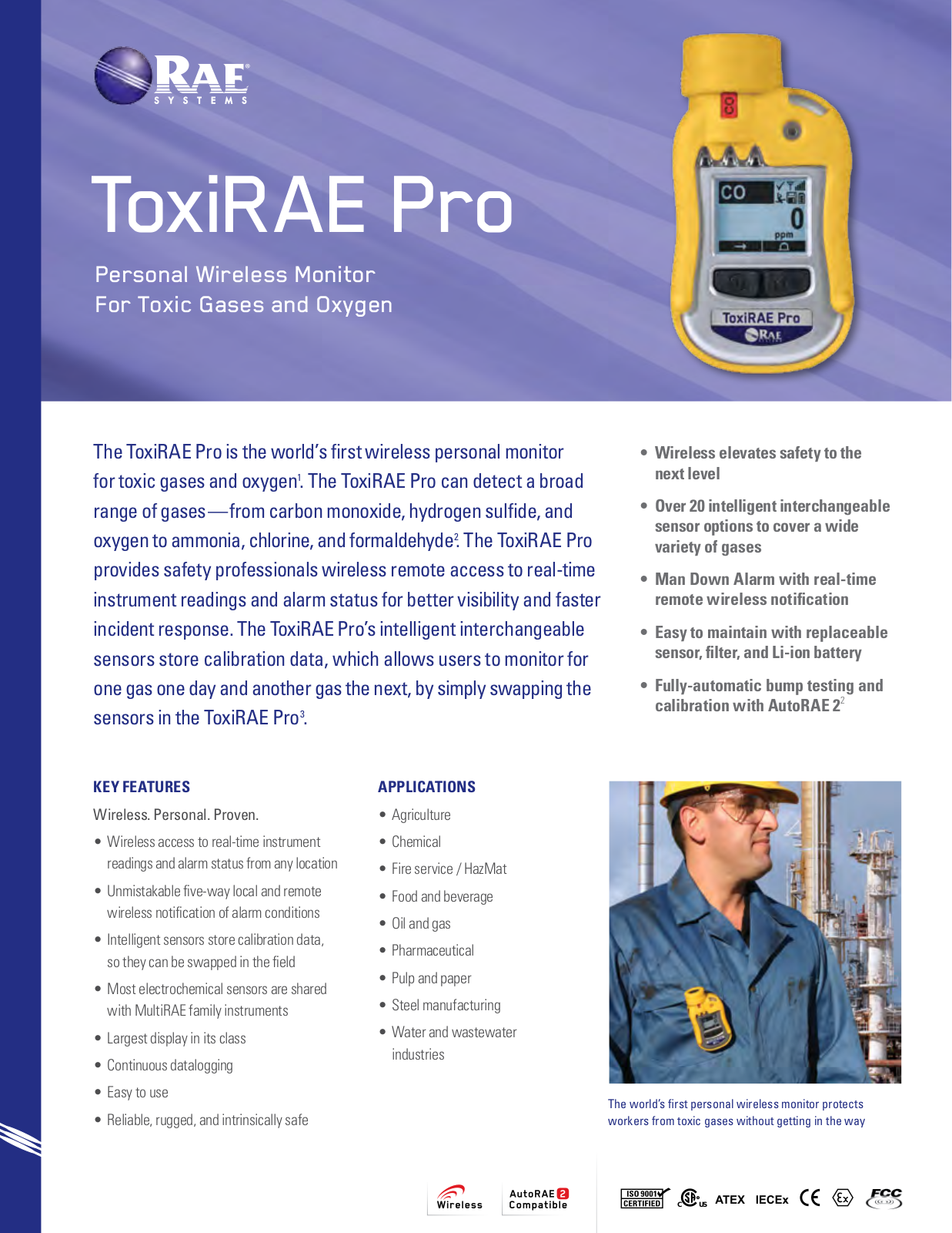 RAE Systems ToxiRAE Pro Specifications