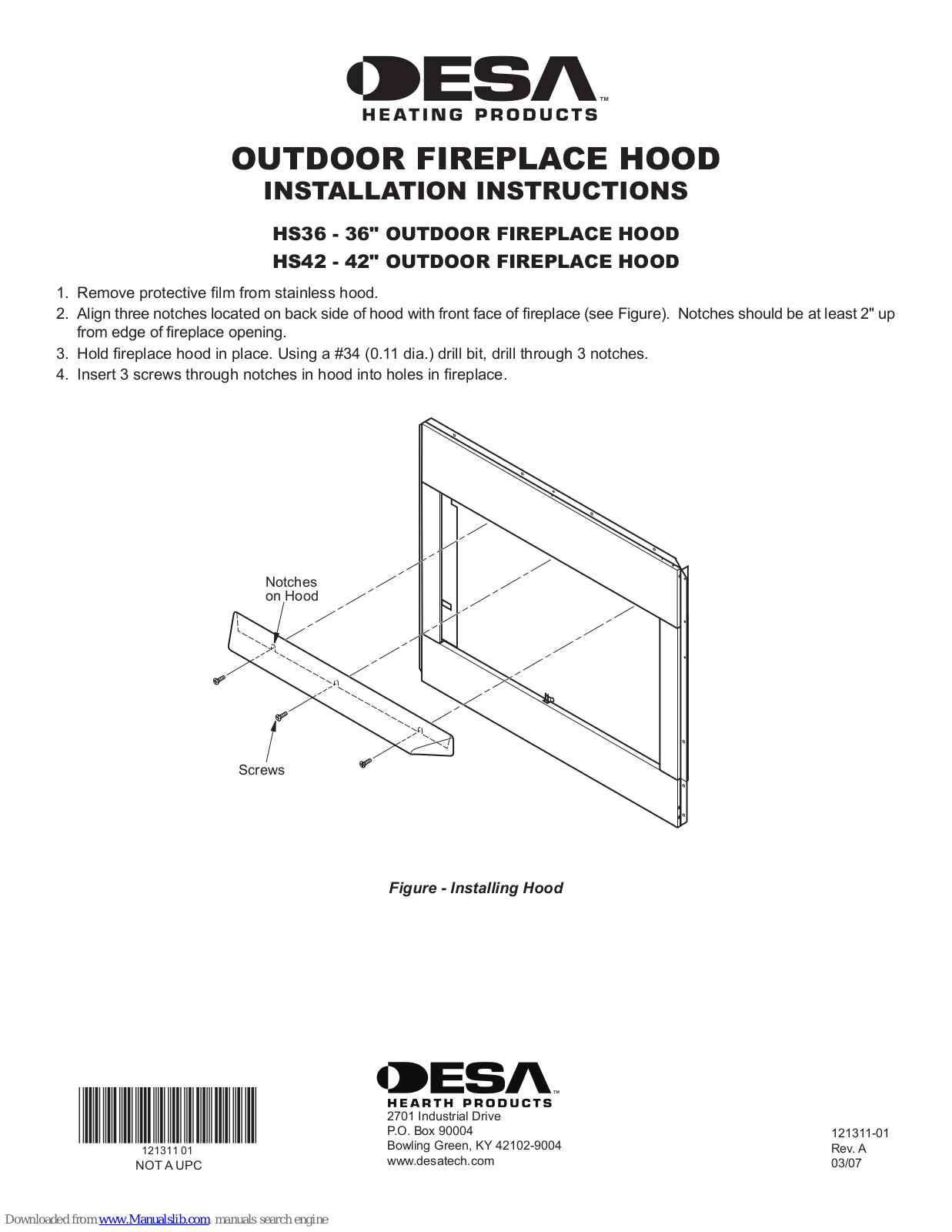 Desa HS36, HS42 Installation Instructions And Owner's Manual