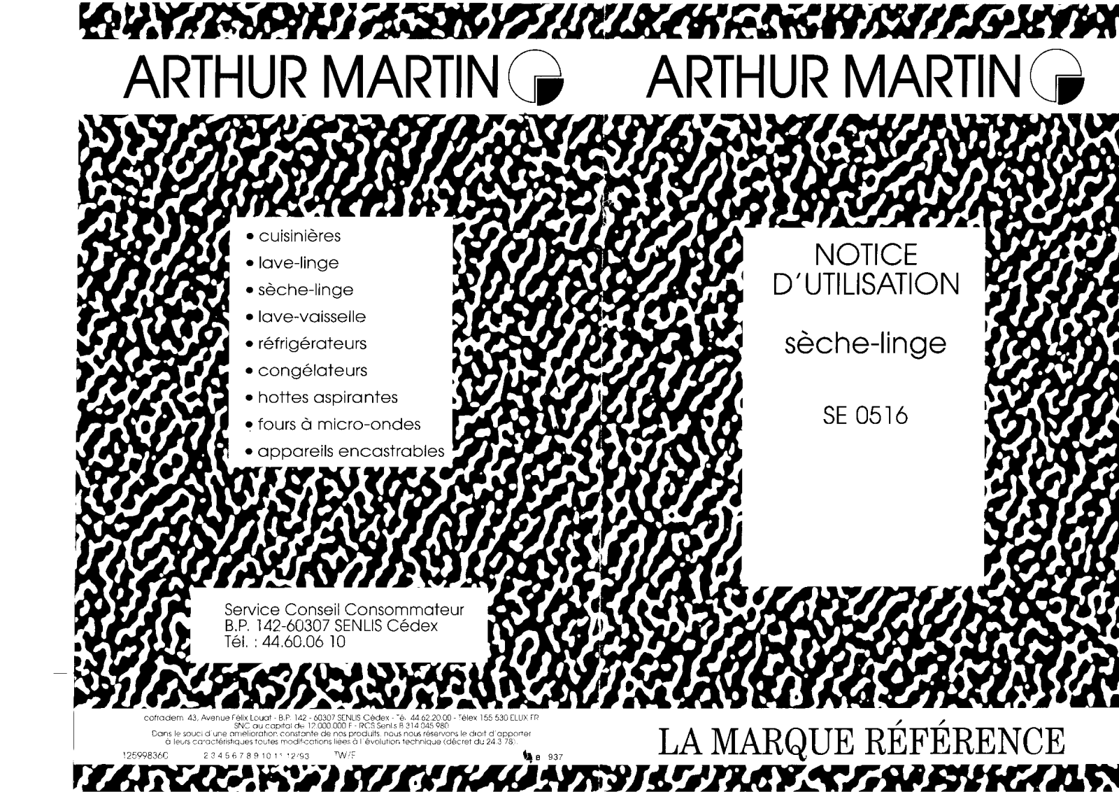 Arthur martin SE0516 User Manual