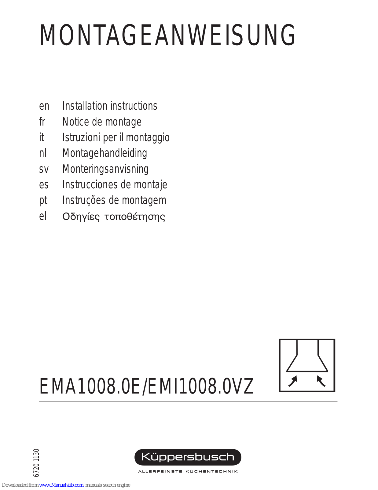 Küppersbusch EMA1008.0E, EMI1008.0VZ Installation Instructions Manual