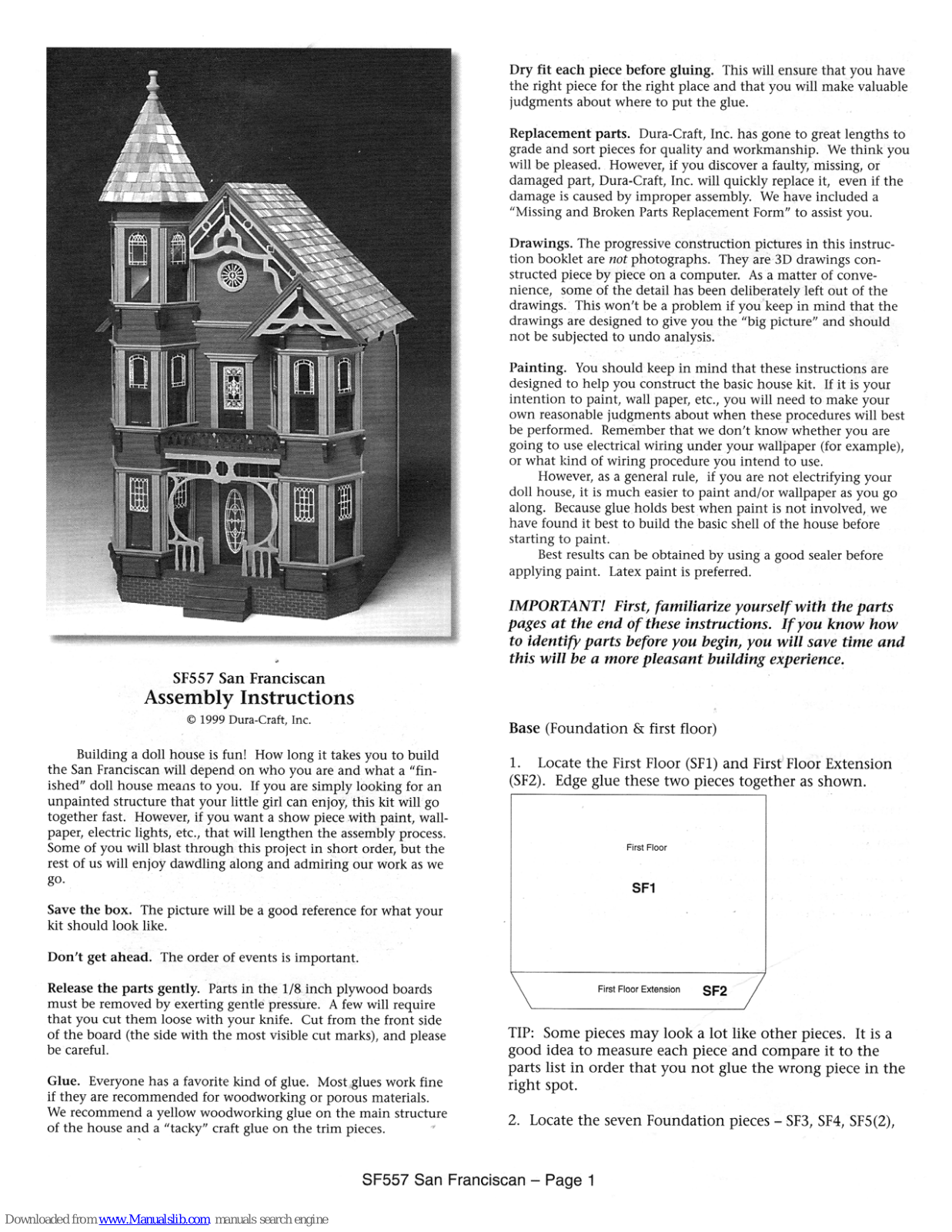 Dura-Craft SF557 San Franciscan Assembly Instructions Manual