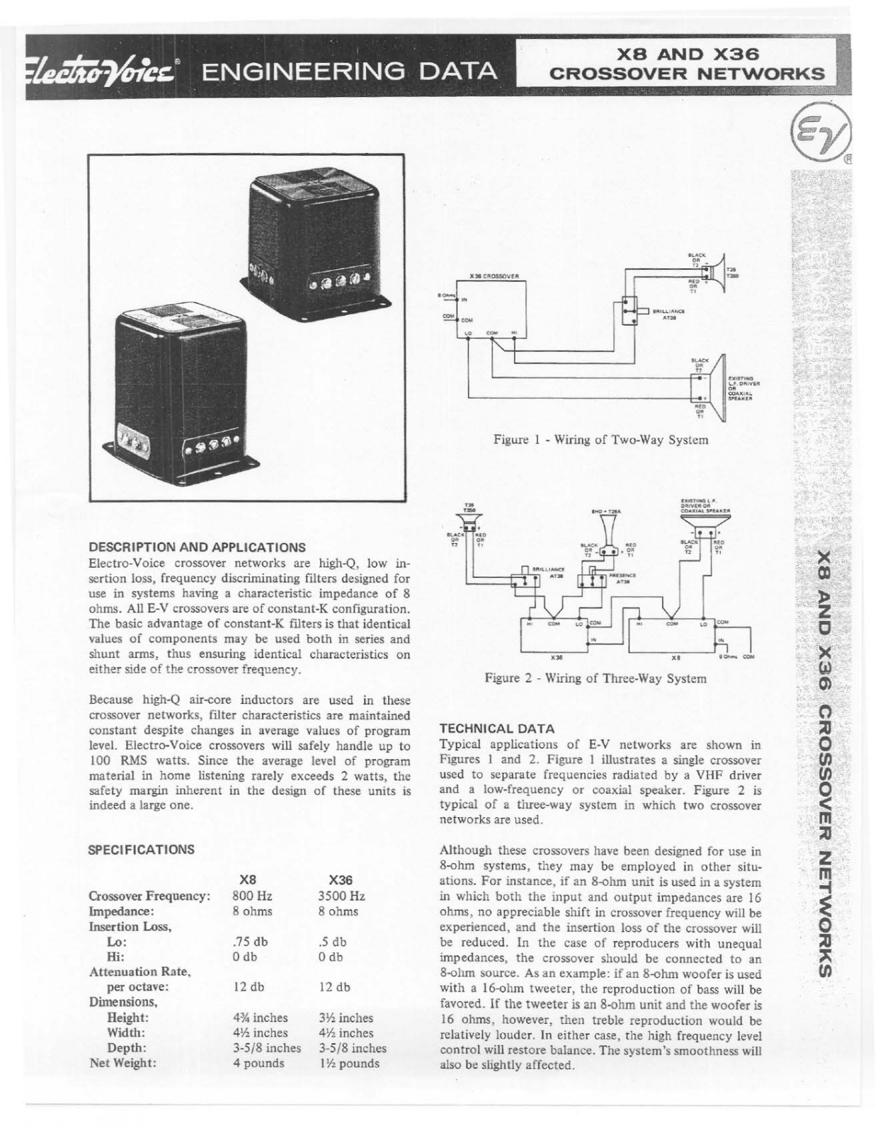 Electro-voice X8, X36 DATASHEET