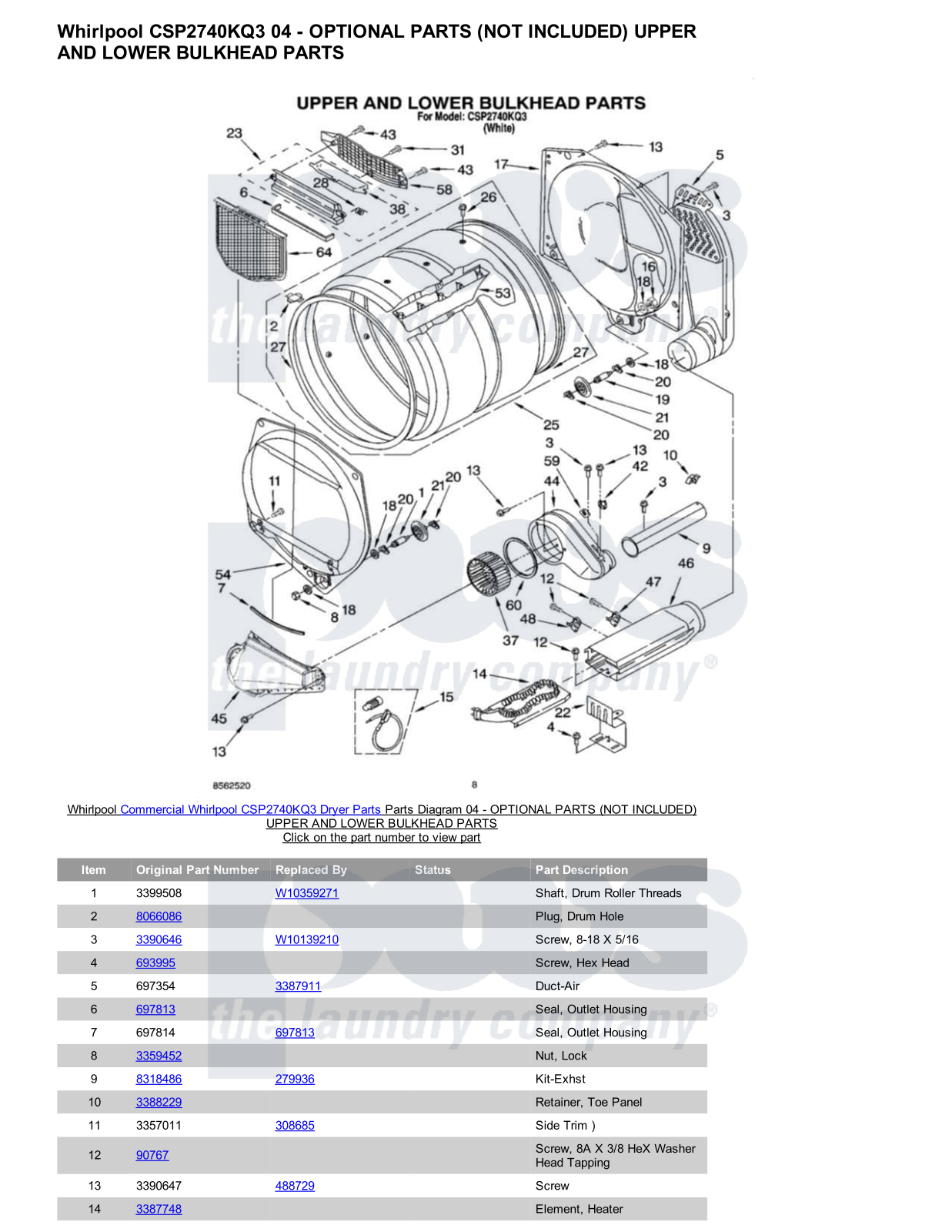 Whirlpool CSP2740KQ3 Parts Diagram