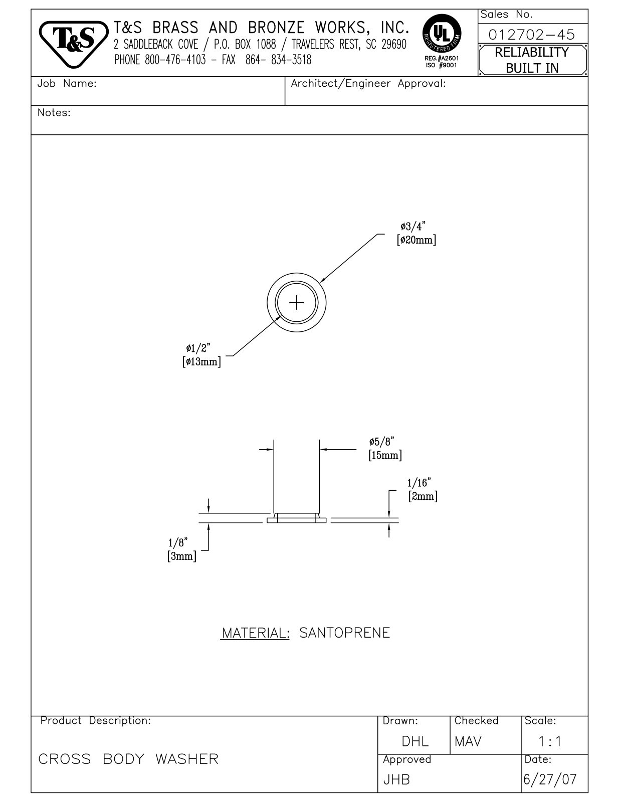 T&S Brass 012702-45 User Manual