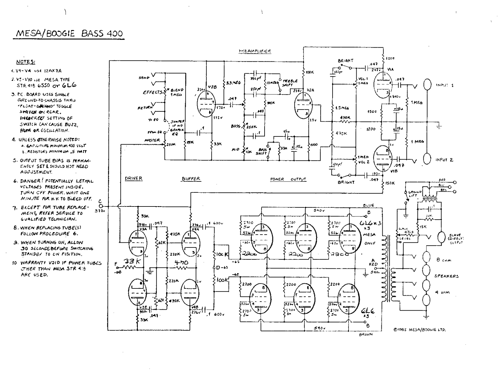 Mesa Boogie bass 400 schematic