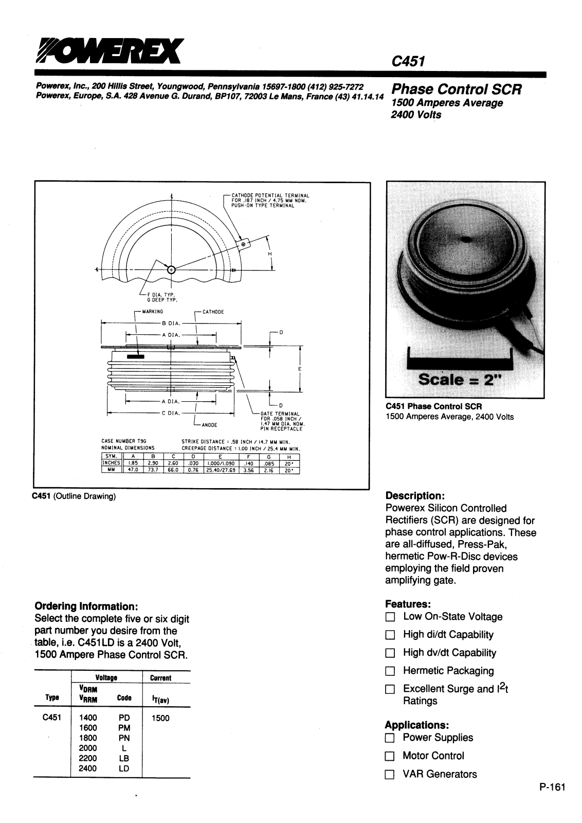 POWEREX C451PM, C451PD, C451PB, C451P, C451N Datasheet