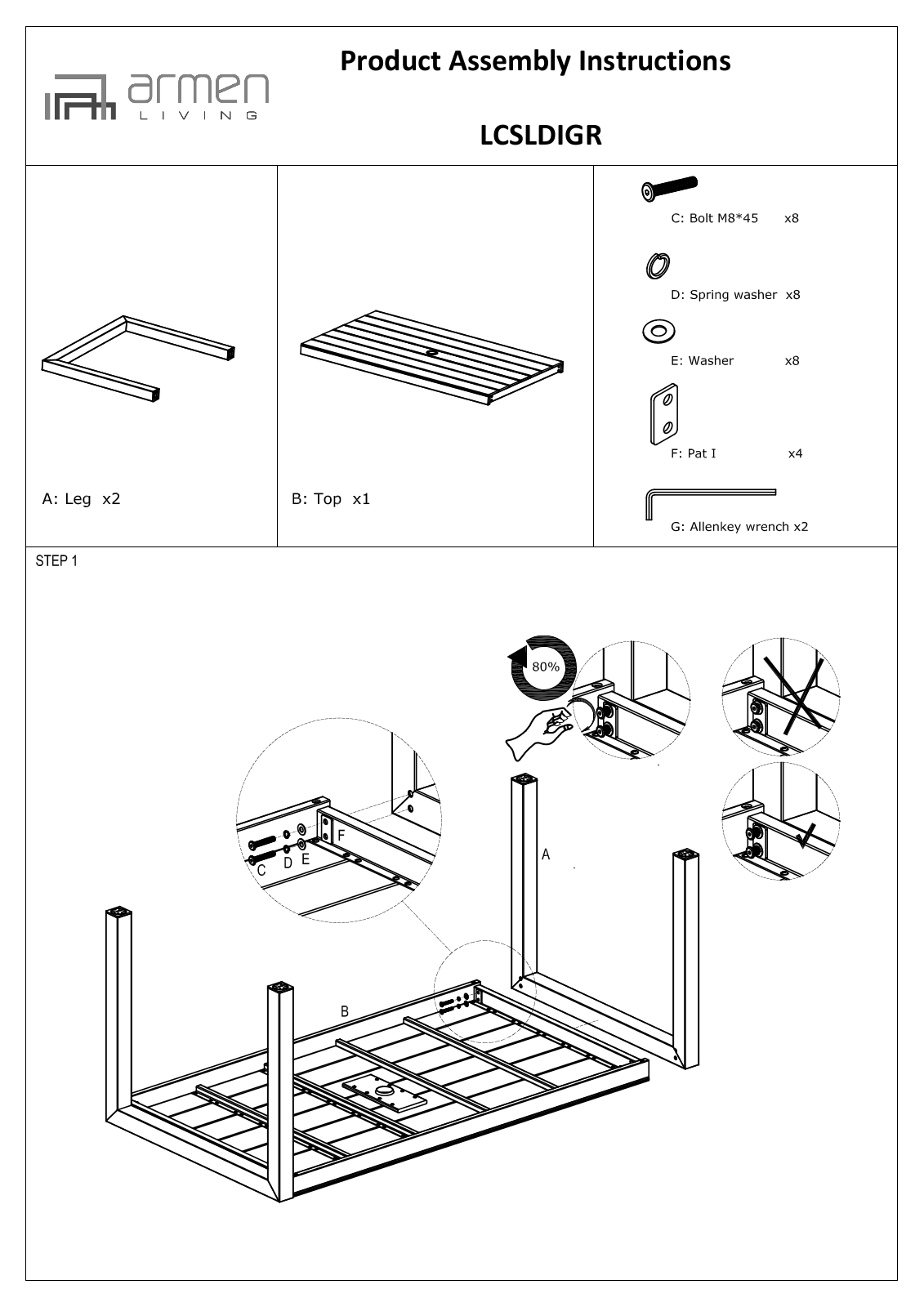 Armen Living LCSLDIGR Assembly Guide - ManualMachine.com
