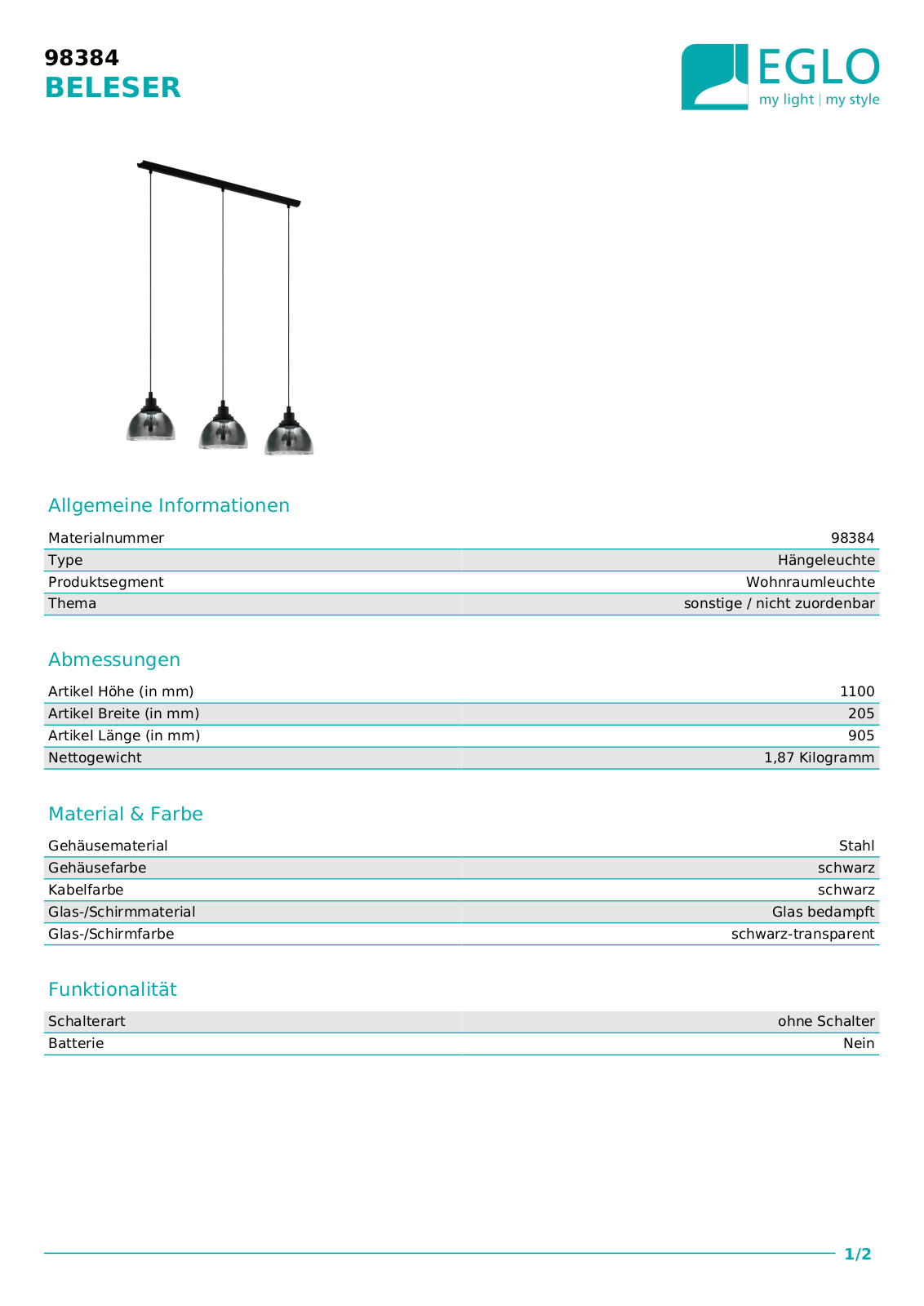 Eglo 98384 Service Manual