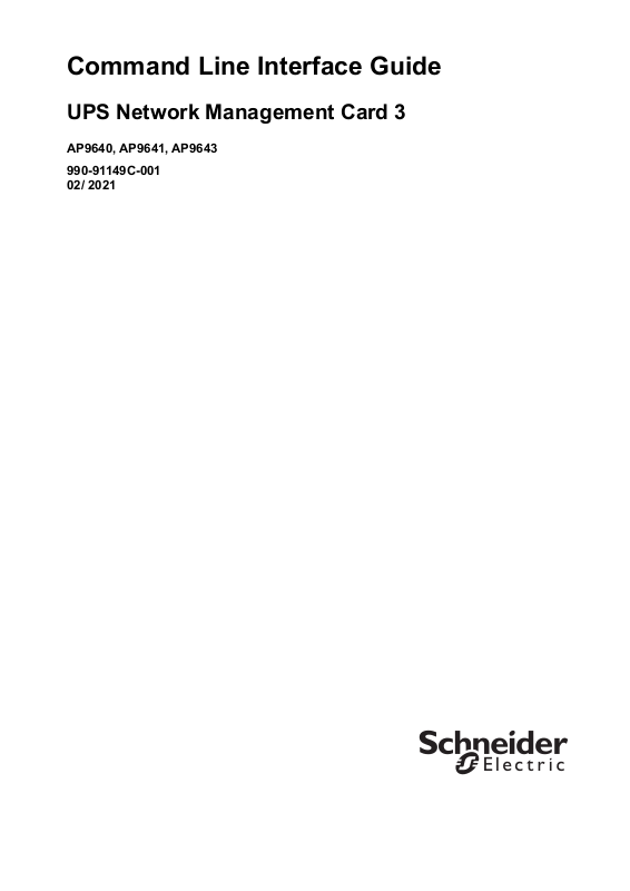 Schneider Electric AP9640, AP9641, AP9643 Command Line Interface Guide