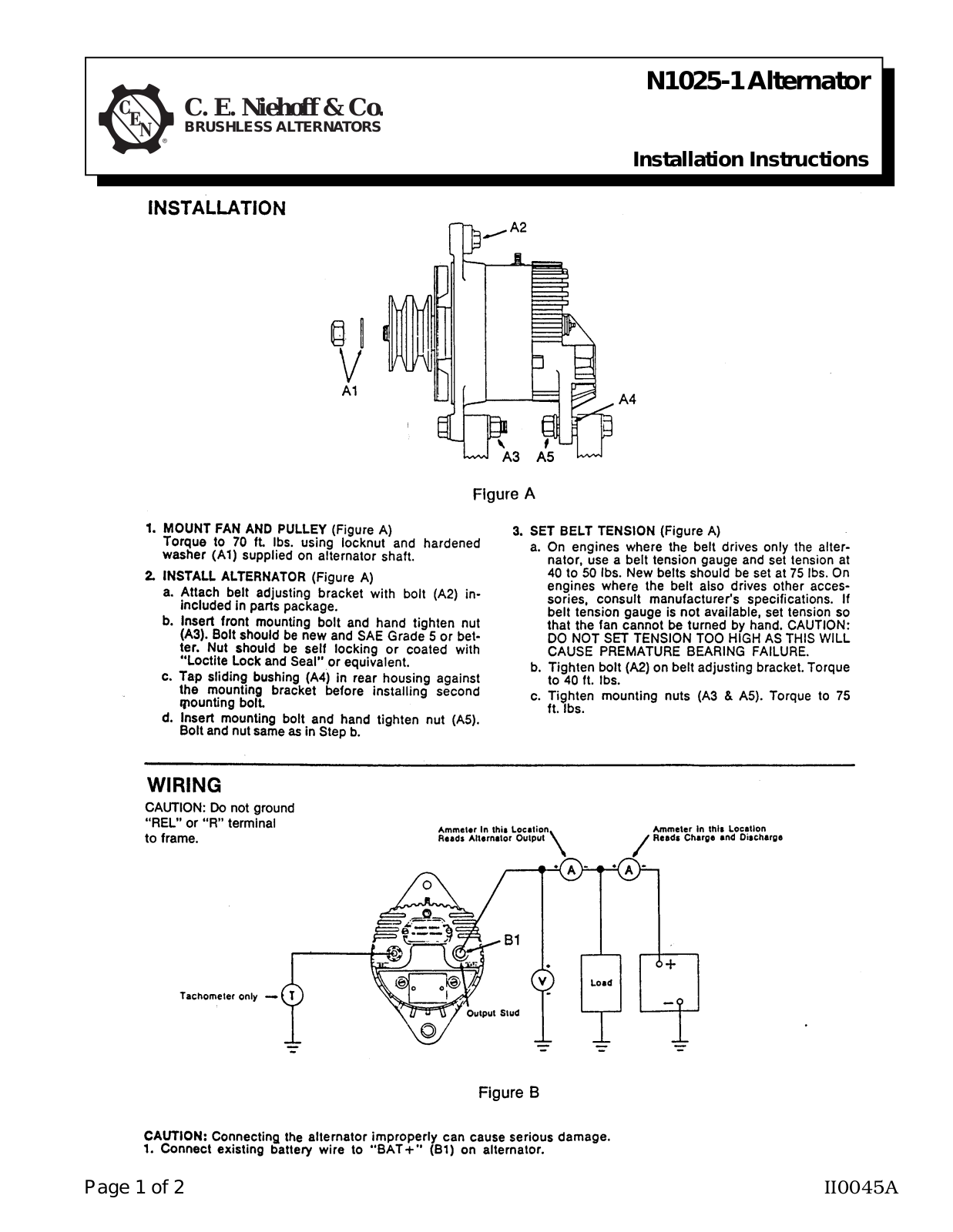 C.E. Niehoff & Co. N1025-1 Installation