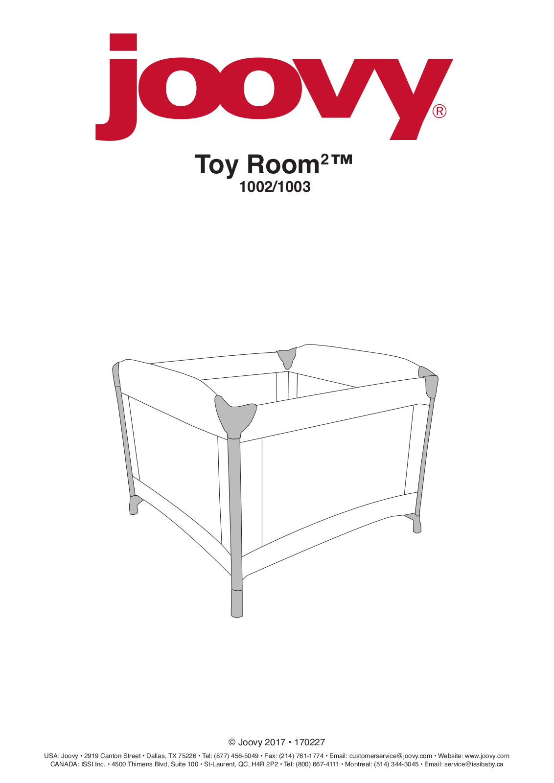 Joovy Toy Room2 1002, Toy Room2 1003 User Manual