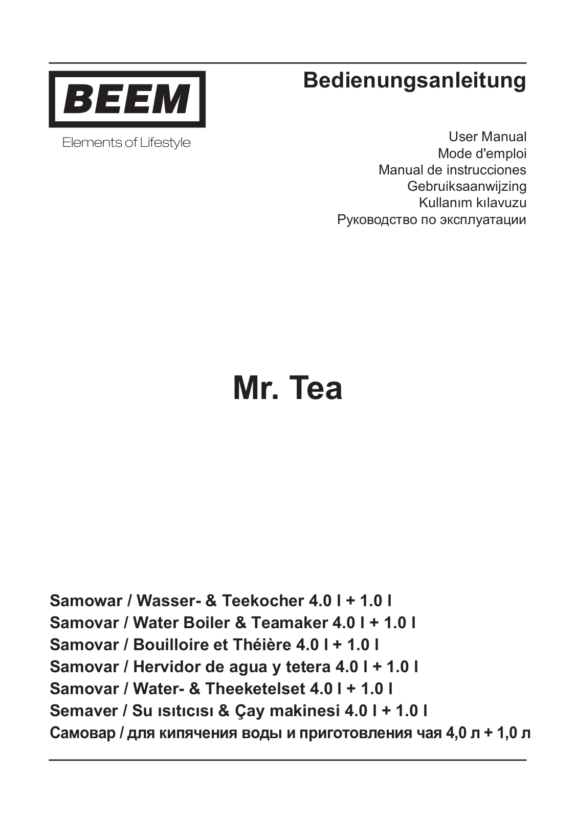 Beem Mr. Tea User Manual
