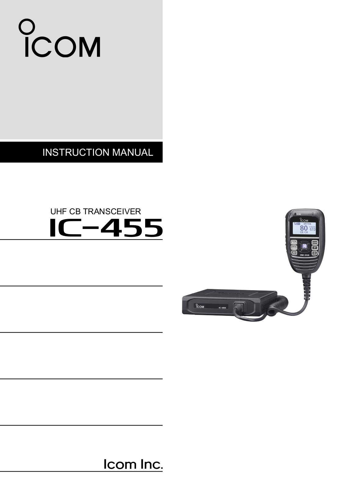 ICOM IC-455 OPERATING GUIDE