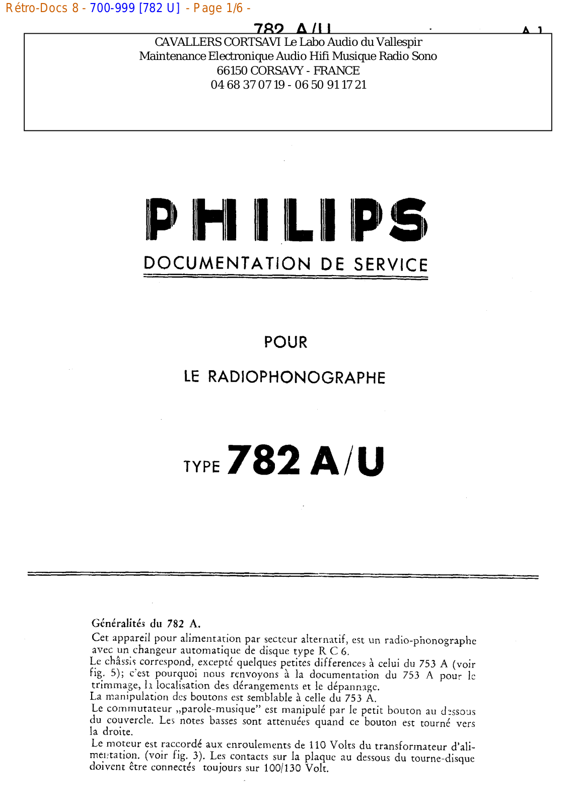 Philips 782 u Datasheet - ManualMachine.com