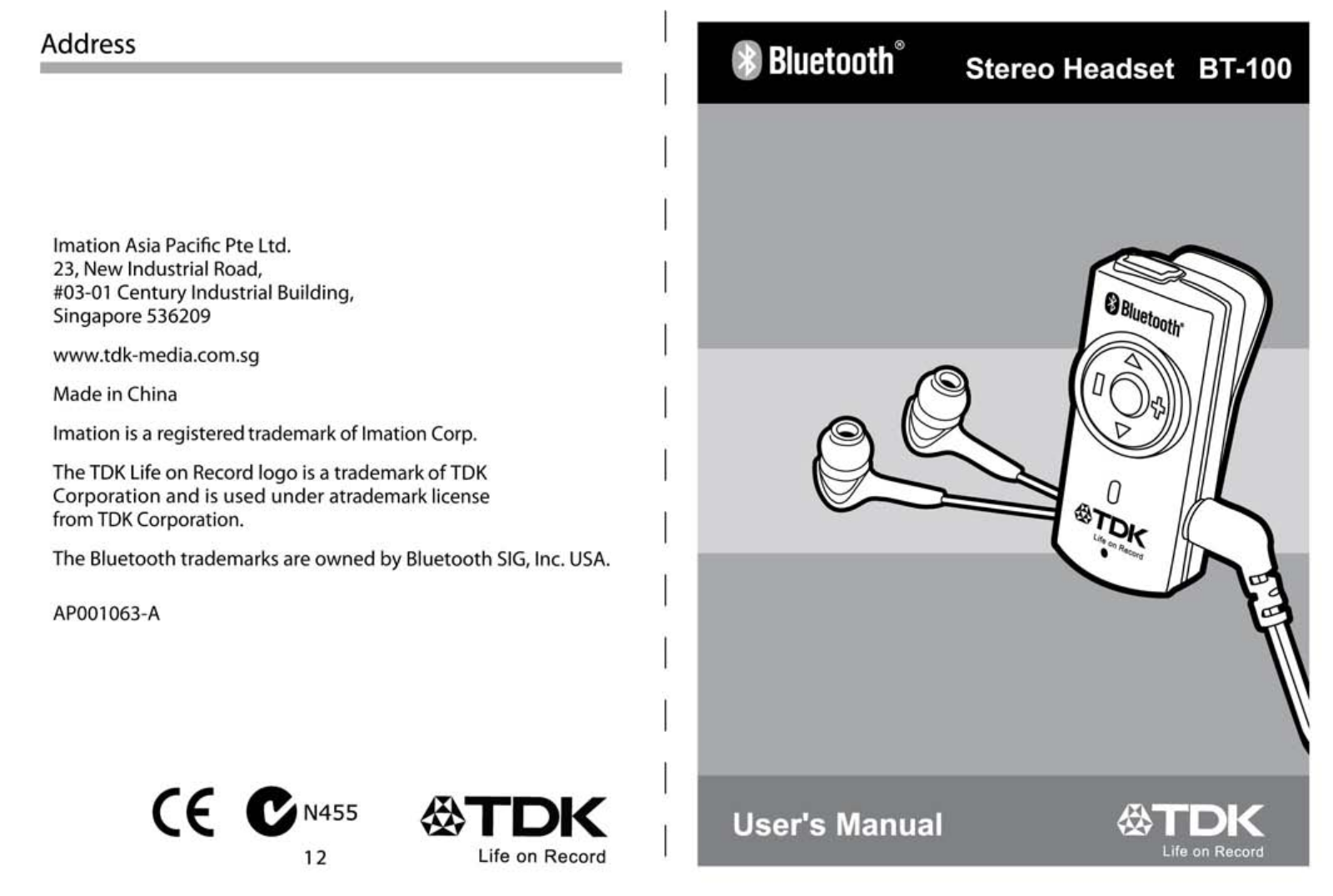 TDK BT-100 User Manual