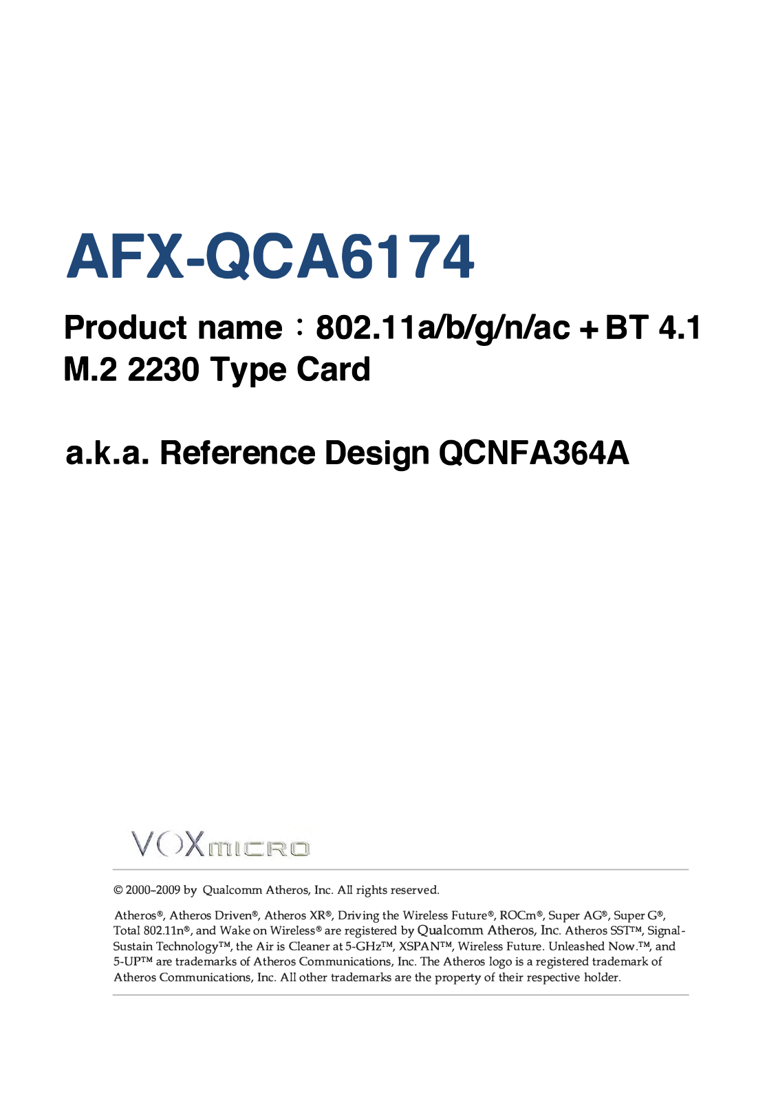 VoxMicro AFX QCA6174 Users manual