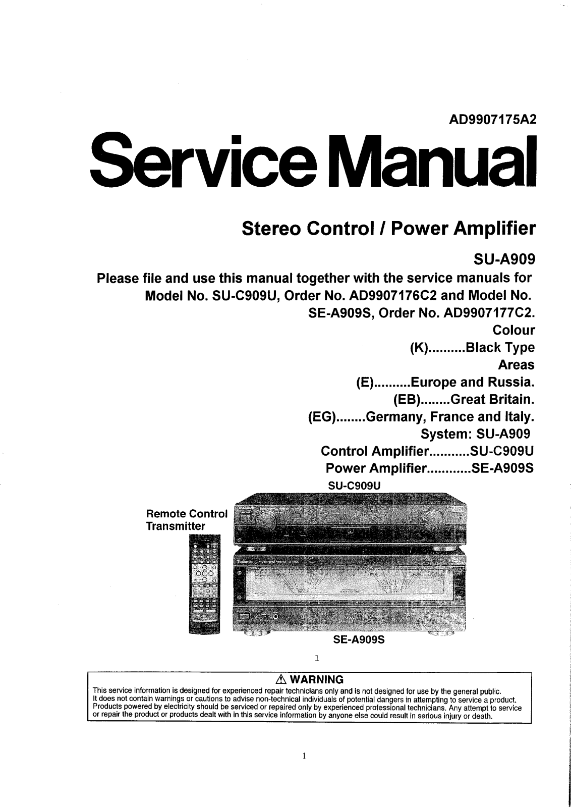 Technics SUA-909 Service manual