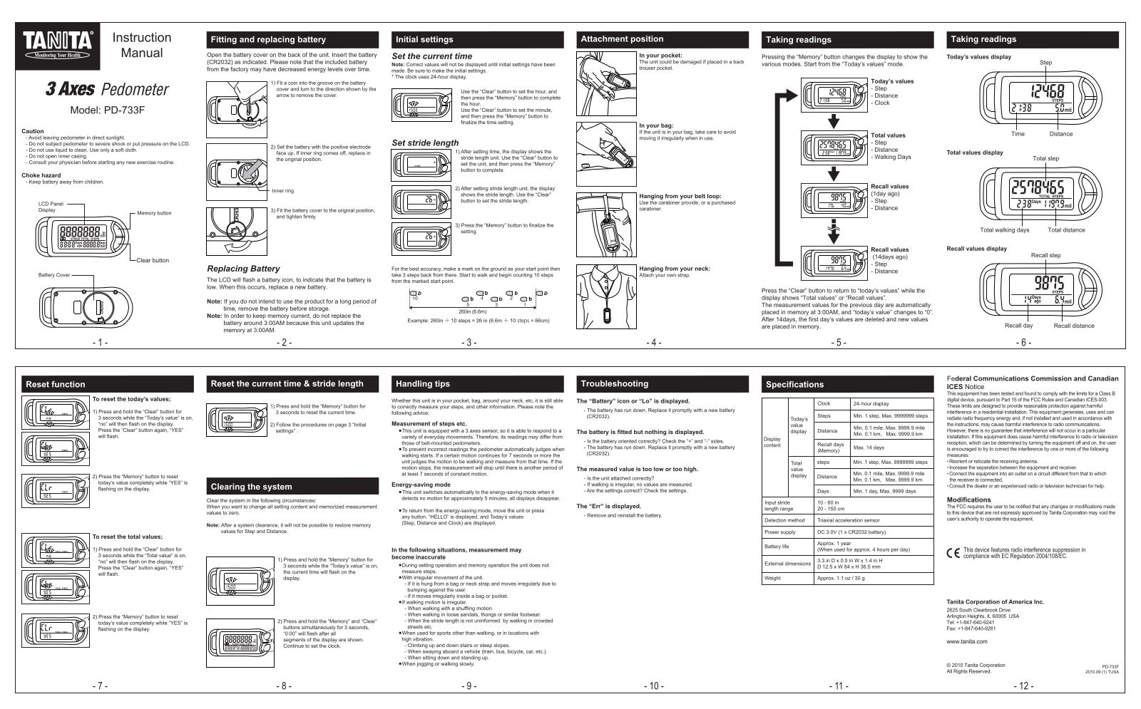 Tanita PD-733F Owner's Manual