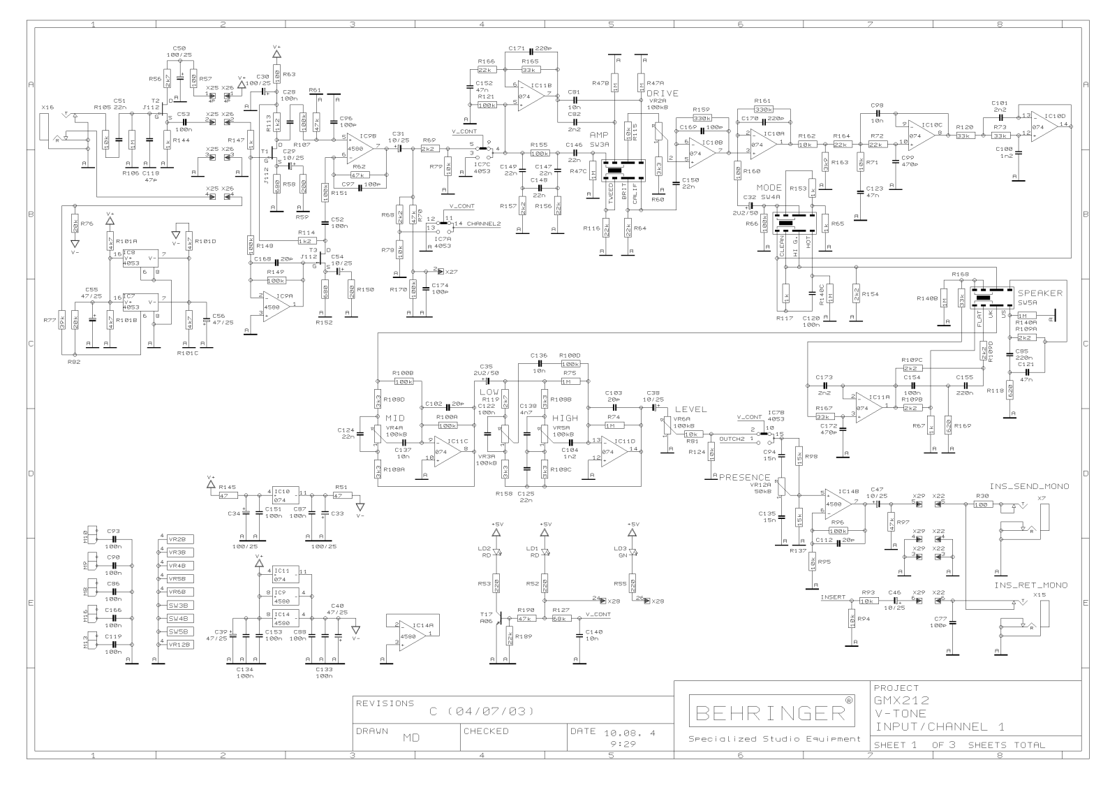 BEHRINGER GMX1200H Service Manual