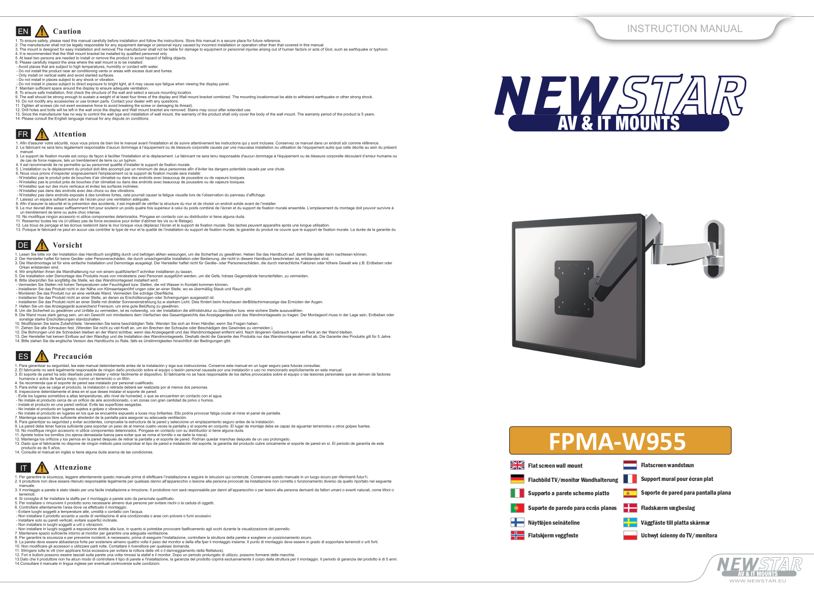 Newstar FPMA-W955 User Manual