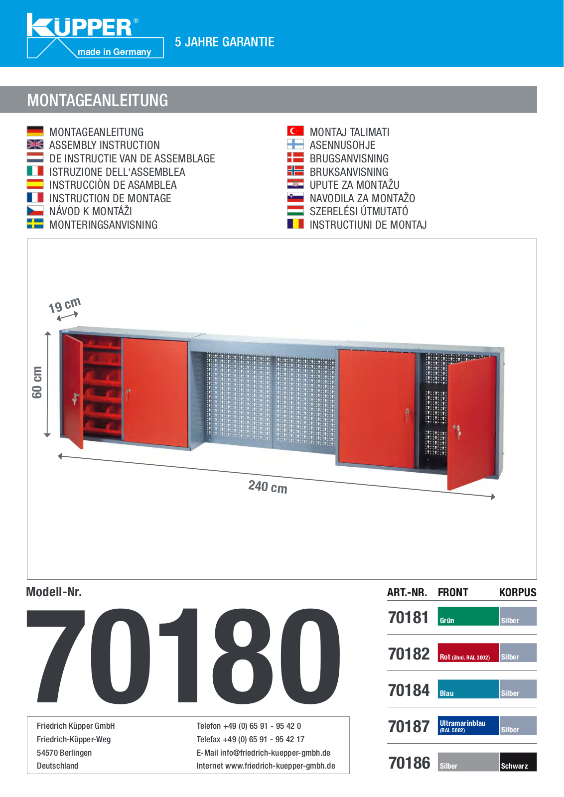 Küpper 70180, 70181, 70182, 70184, 70186 User guide