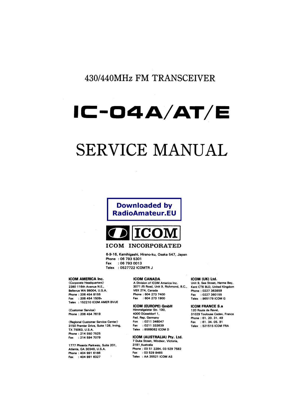 Icom IC04AATE User Manual