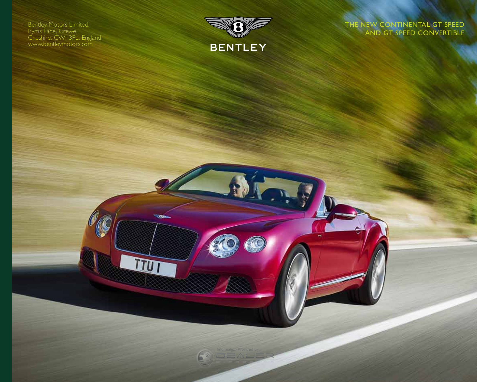 Bentley Continental GT Speed 2013 Owner's Manual