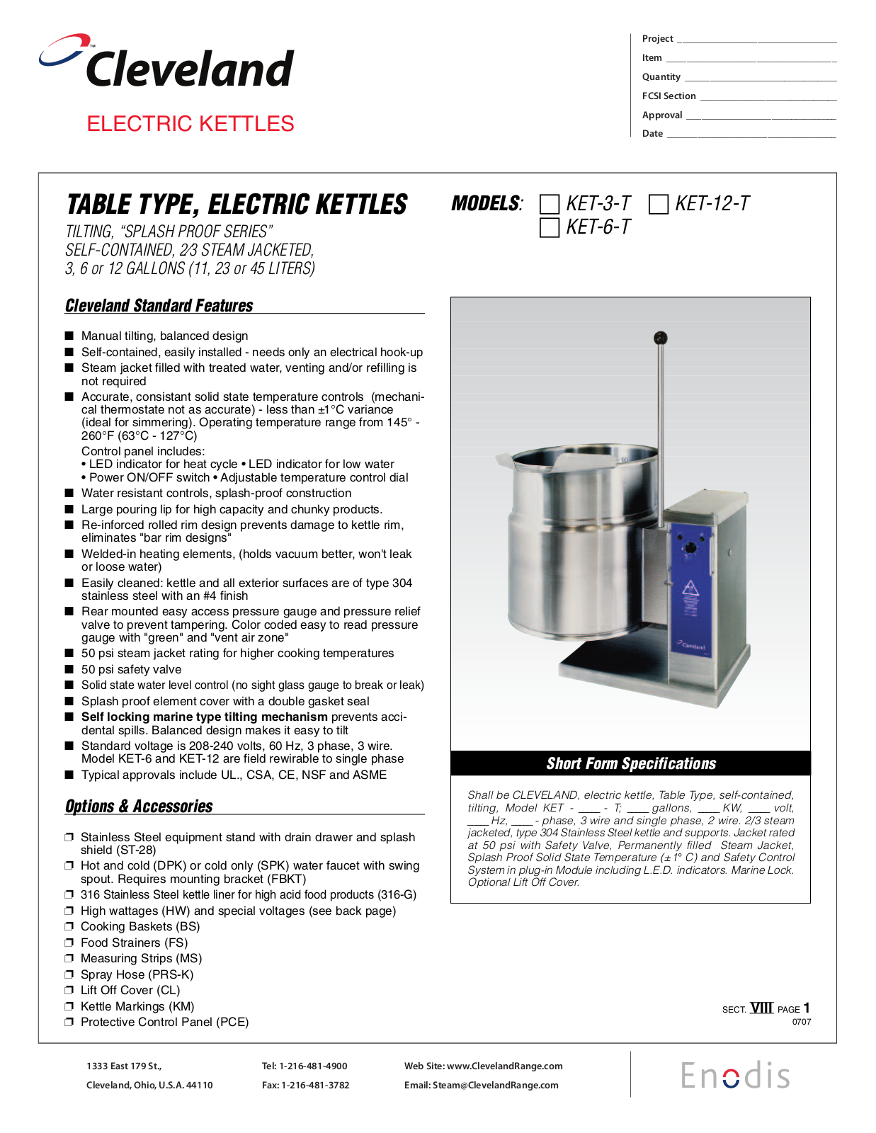 Cleveland Range KET-12-T, KET-6-T User Manual