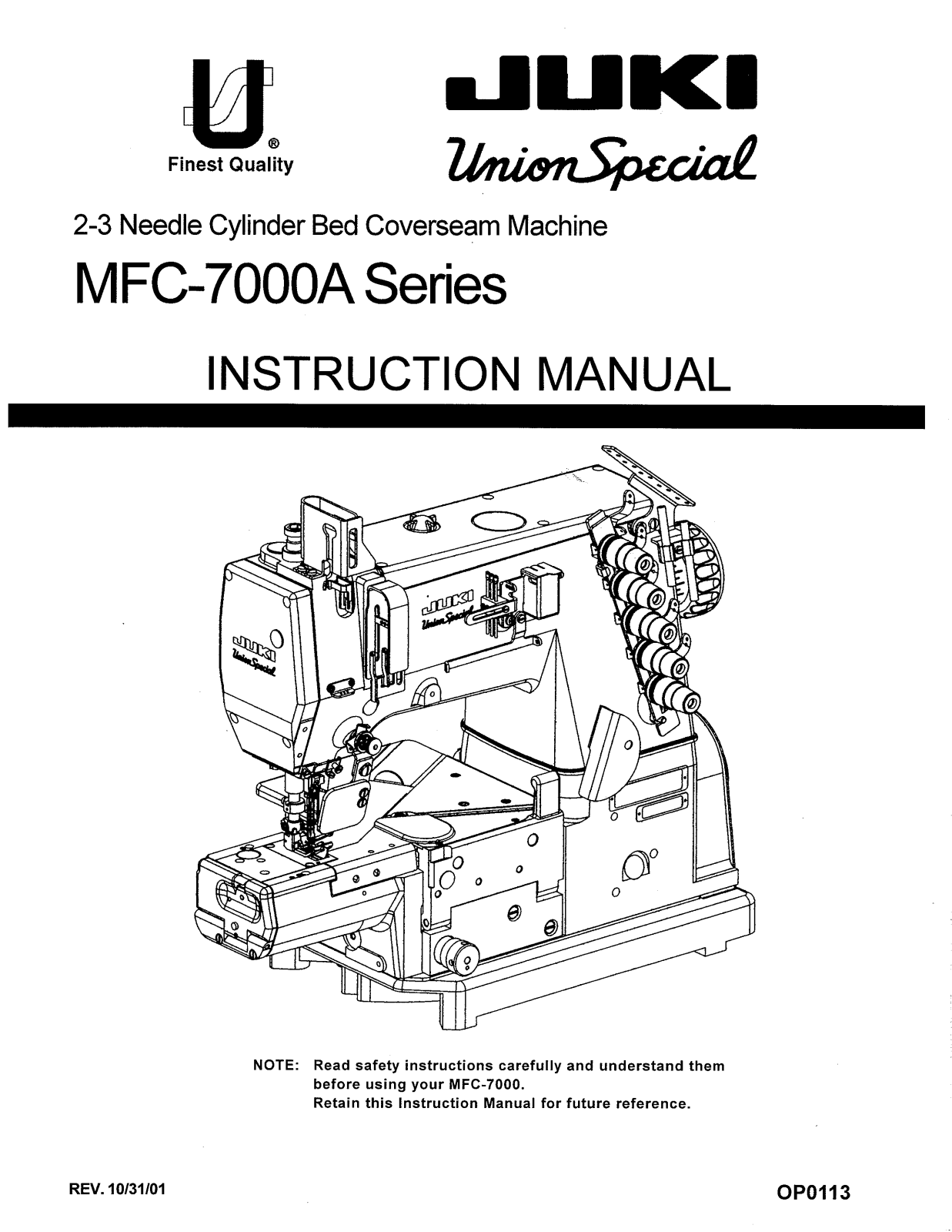 Union Special MFC7000A Parts List