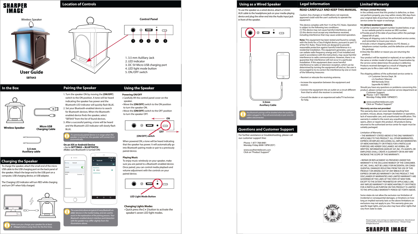 Sharper image SBT643 User Manual