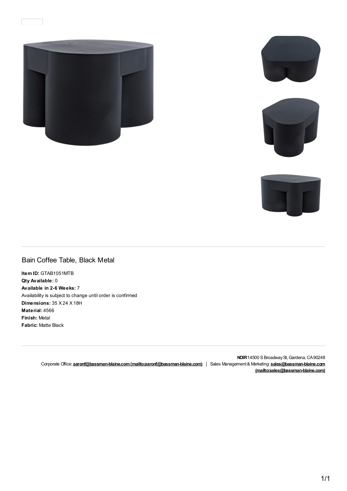 Noir MBYR1537 Specifications - ManualMachine.com