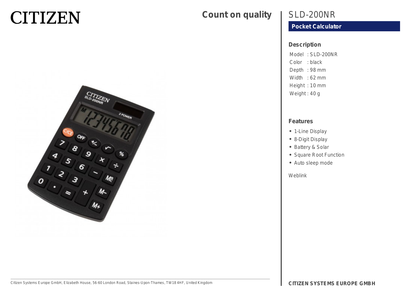 Citizen SLD-200NR User Manual