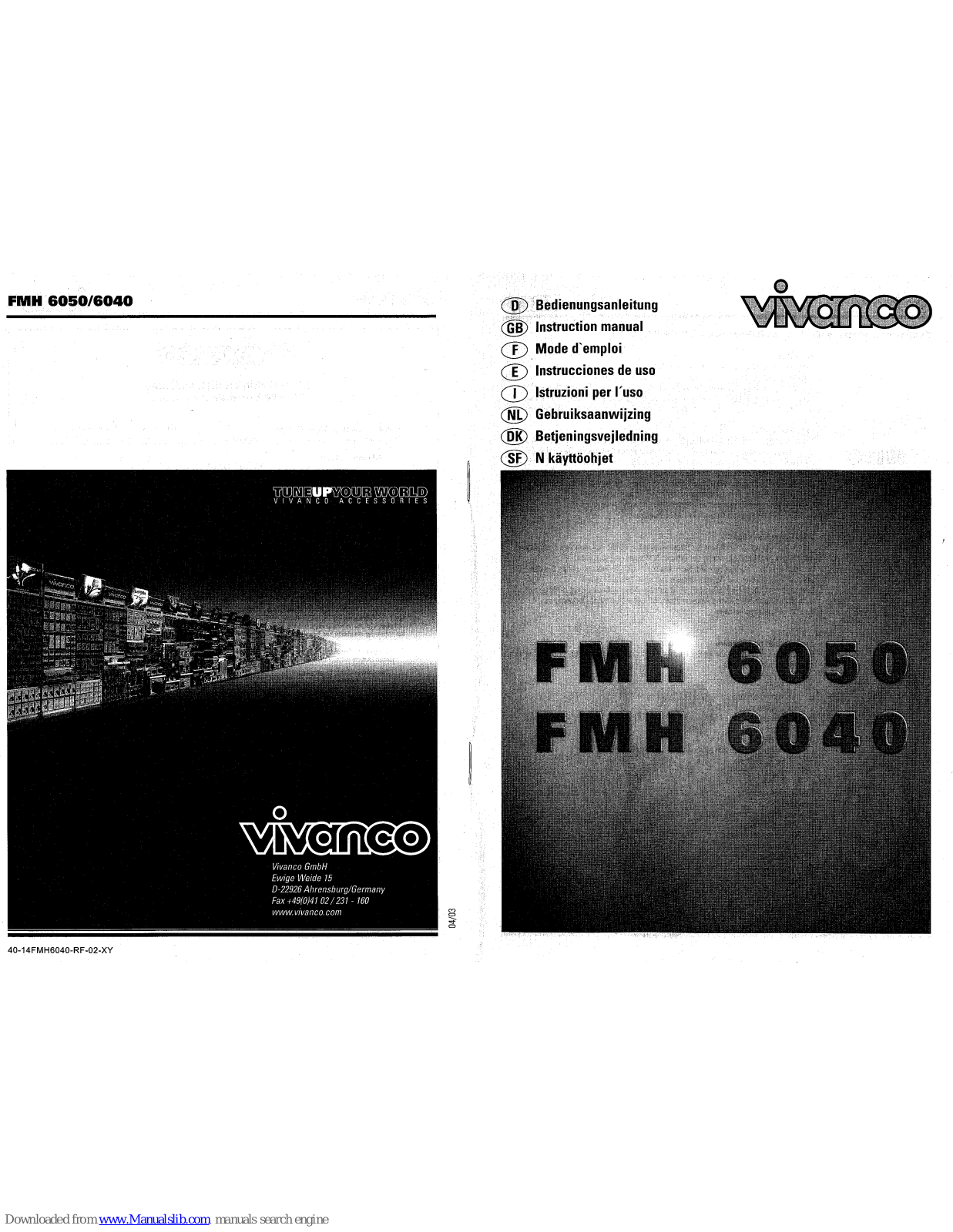 Vivanco FMH 6050, FMH 6040 Instruction Manual