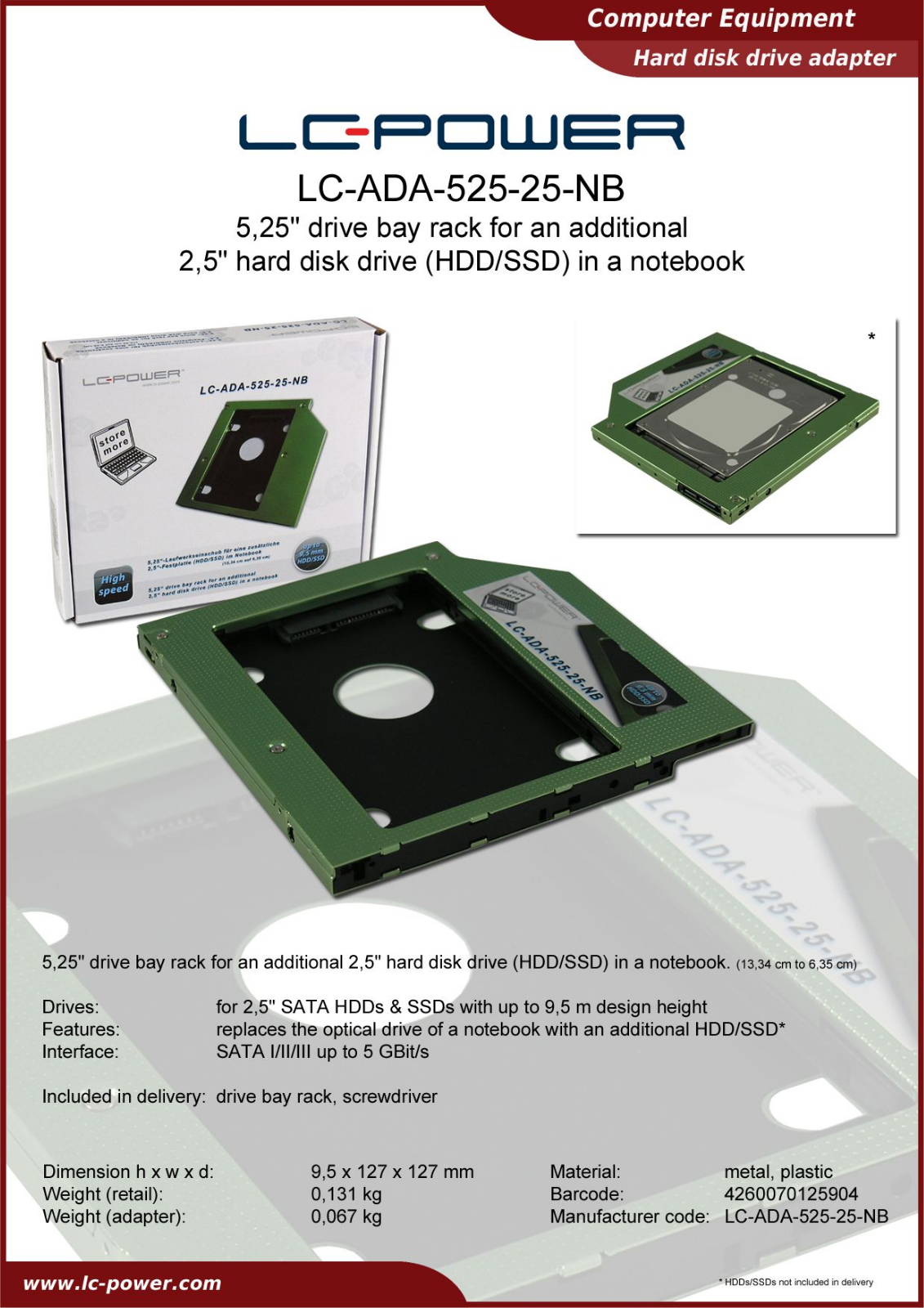 LC-Power LC-ADA-525-25-NB User Manual