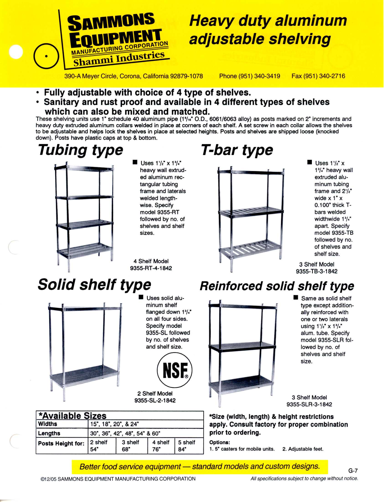 Sammons Equipment 9355-SL-2-1842 User Manual