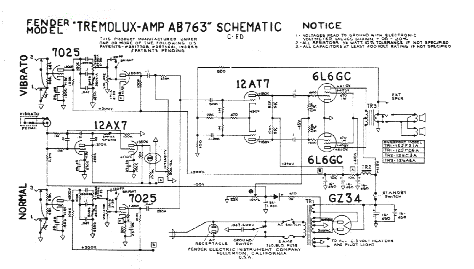 Fender Tremolux-AB763 Schematic