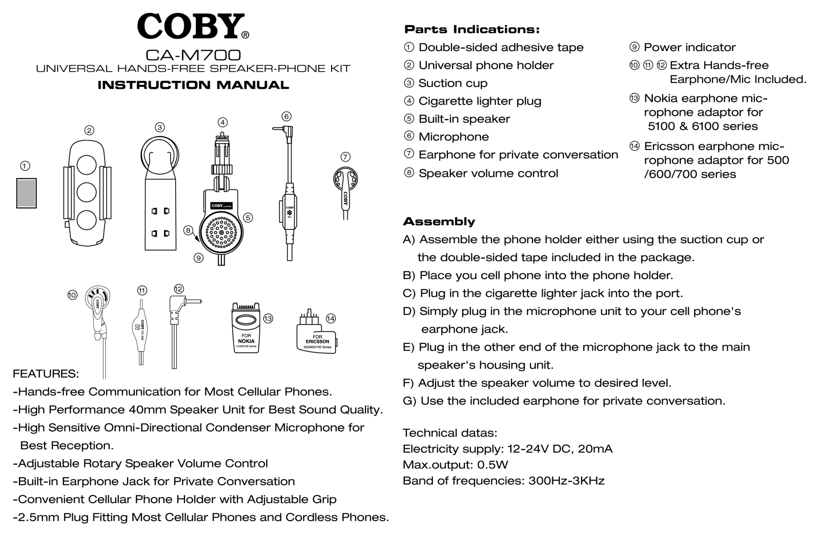 Coby CA-M700 User Manual