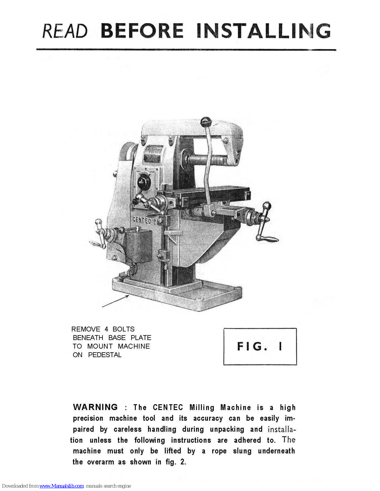 Centec 2A, 2B, 2 Installation Manual - ManualMachine.com