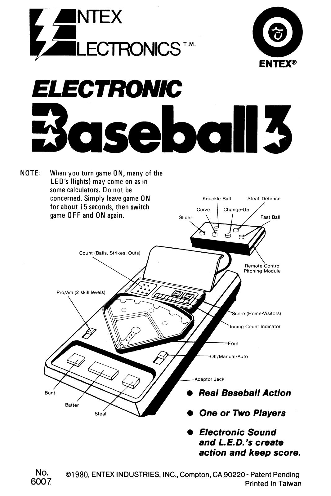 Entex Baseball 3 User Guide