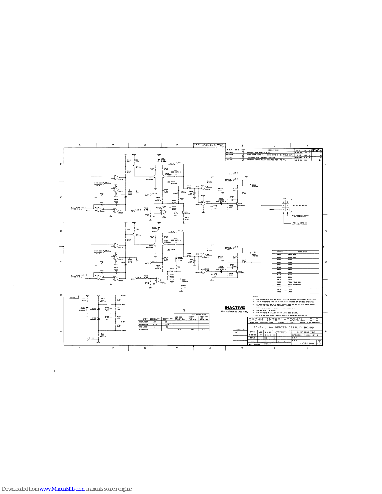 Crown Macro-Tech MA-1200, Macro-Tech 600, Macro-Tech 1200, Macro-Tech 2400 Schematic Diagram