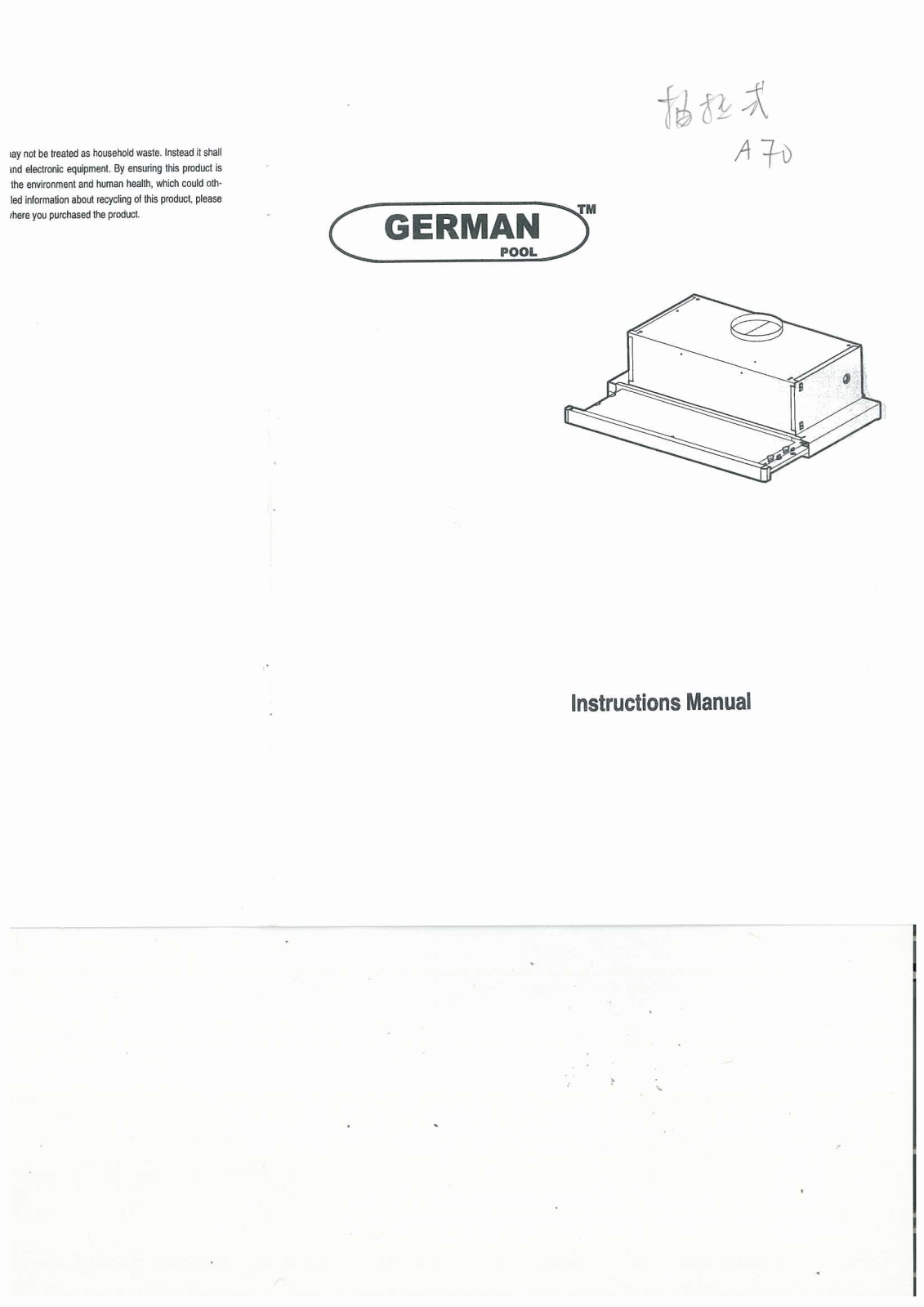 GERMAN POOL A 70 installation Manual