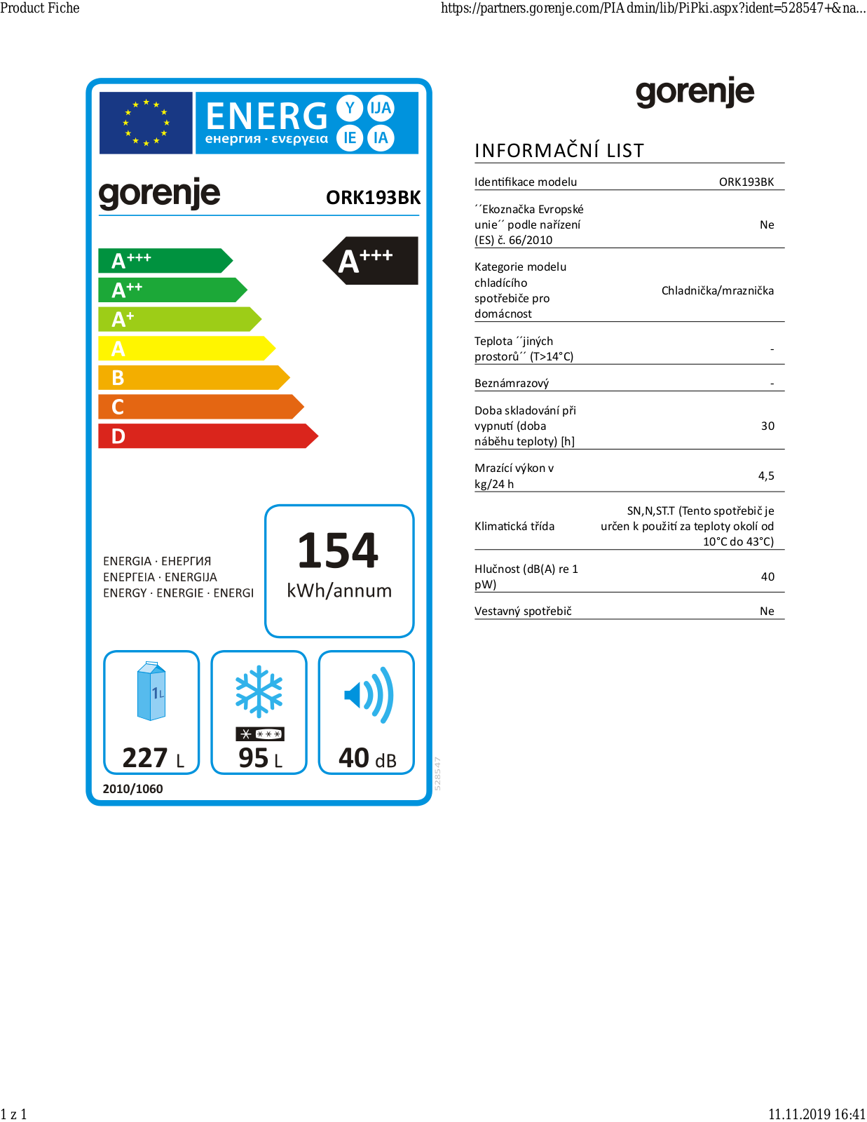 Gorenje ORK193BK User Manual