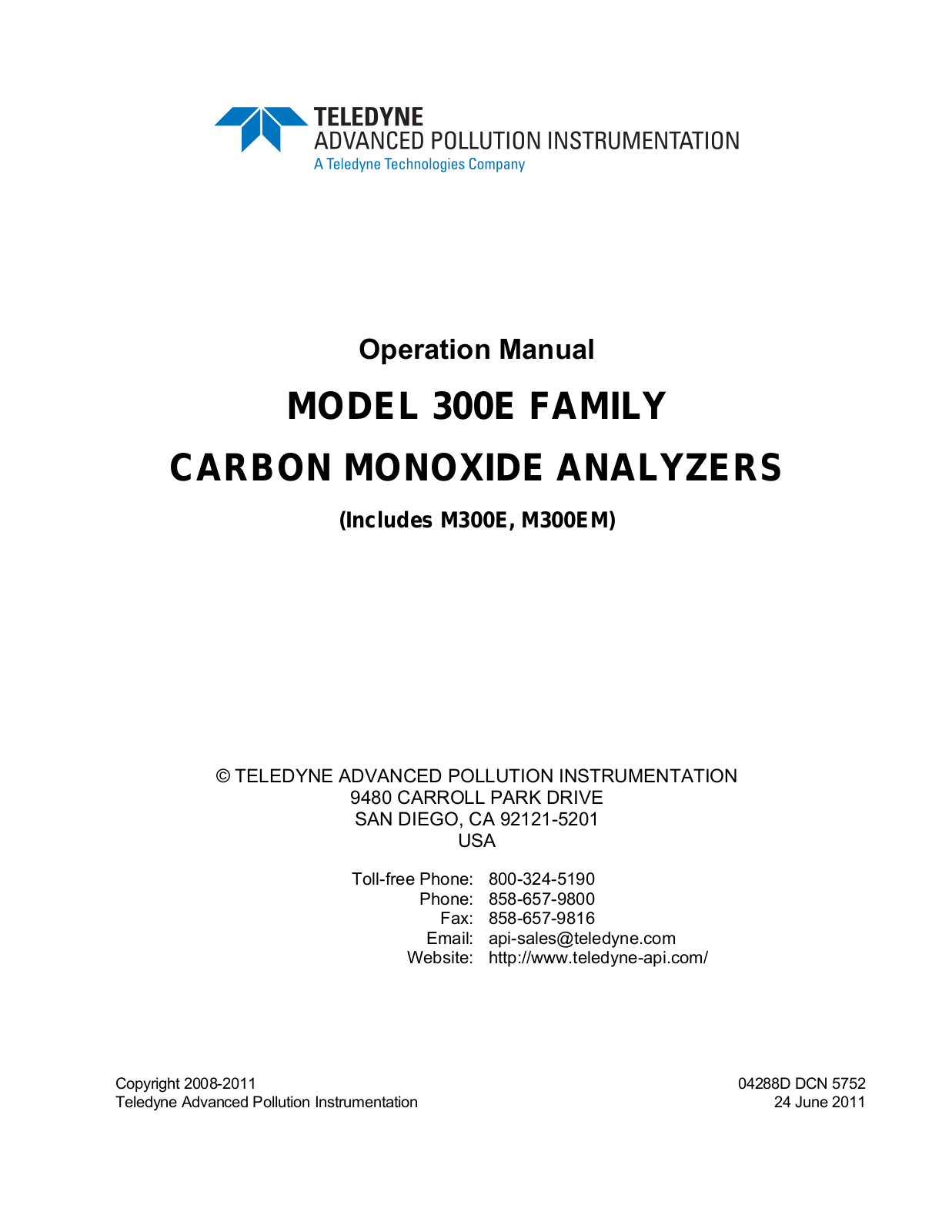 Teledyne M300EM, M300E User Manual